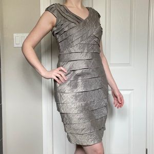 Taupe tiered formal dress